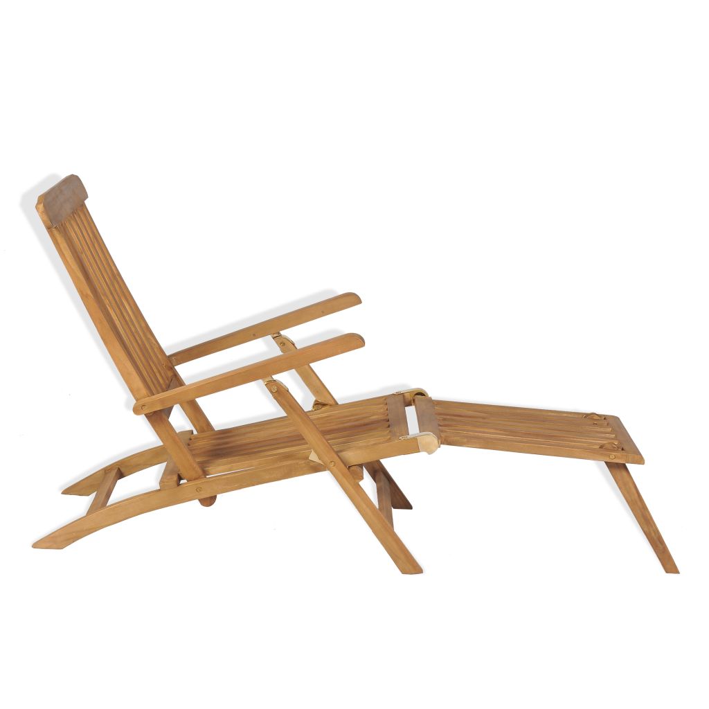 Vidaxl Chaise Longue Avec Repose Pied Teck 158 X 61 X 90 Cm