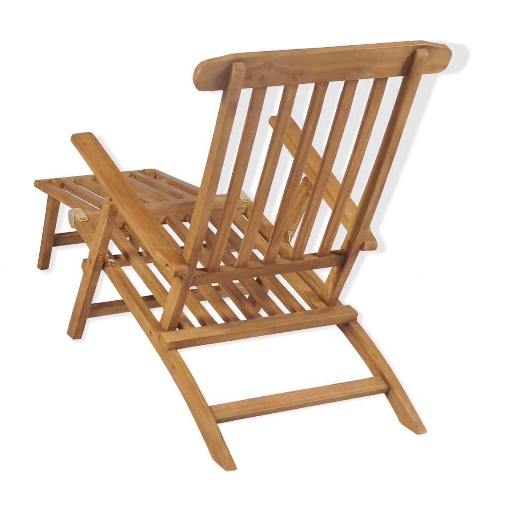 Vidaxl Chaise Longue Avec Repose Pied Teck 158 X 61 X 90 Cm