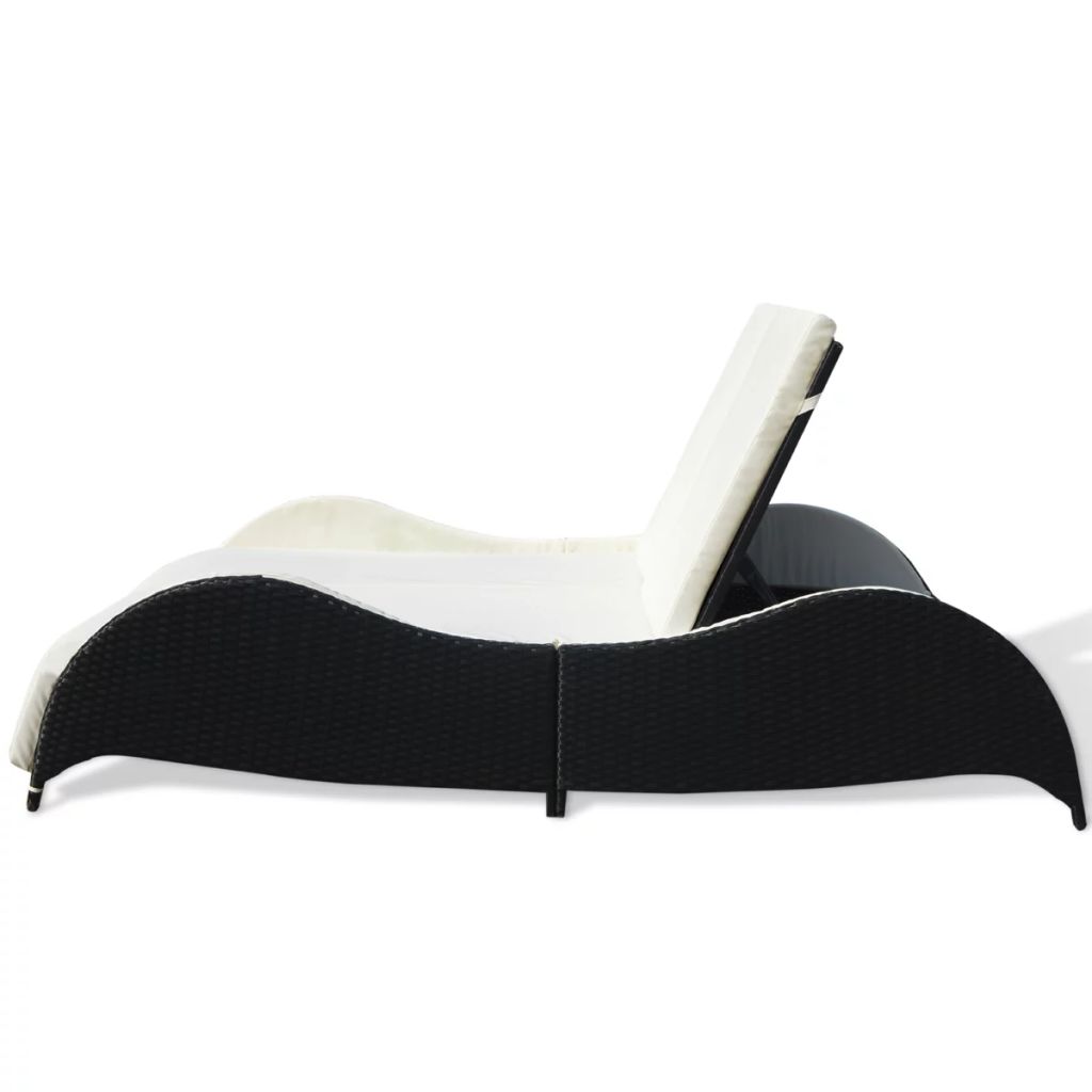 Vidaxl Chaise Longue Double Avec Coussin Resine Tressee Noir