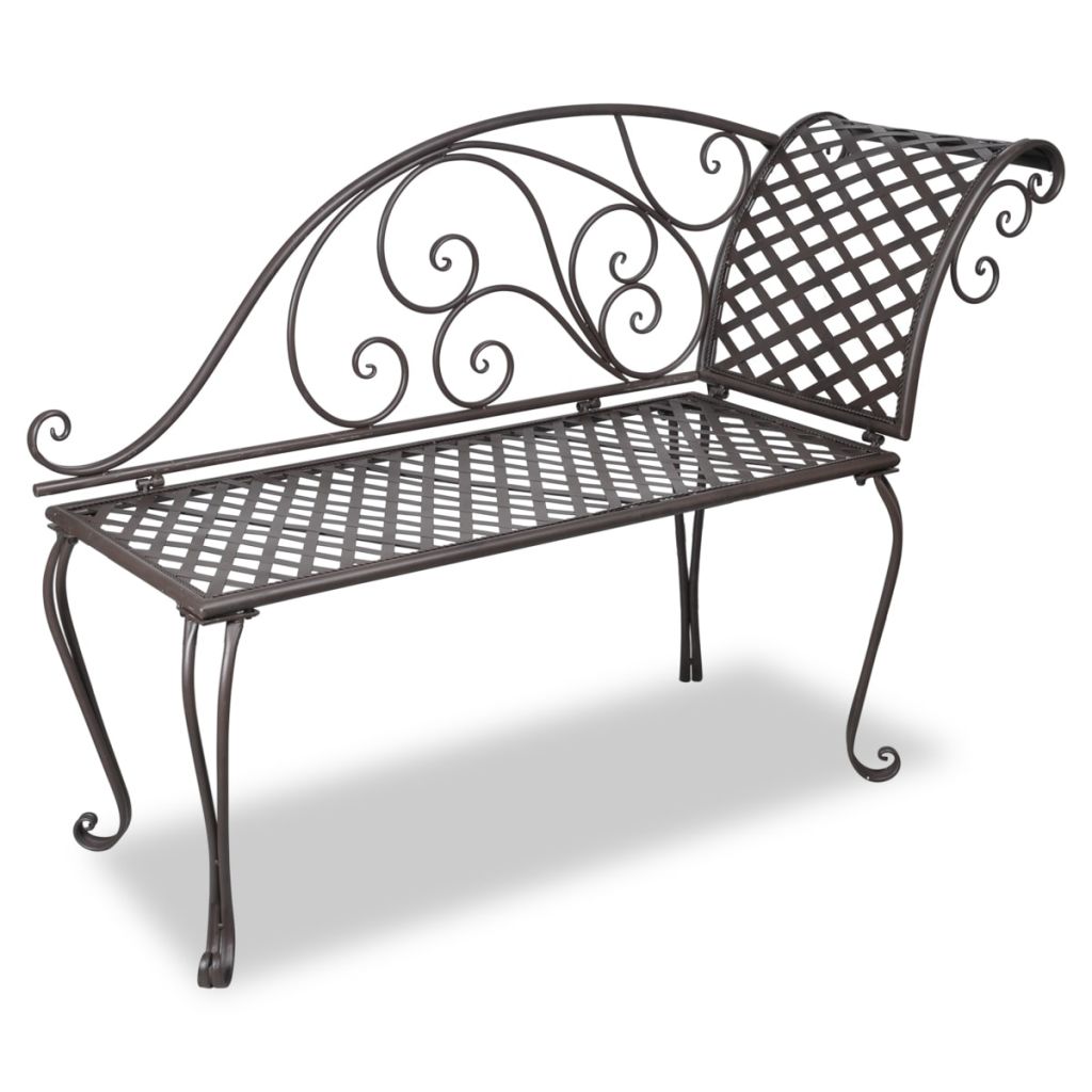 Vidaxl Chaise Longue De Jardin 128 Cm Acier Antique Marron