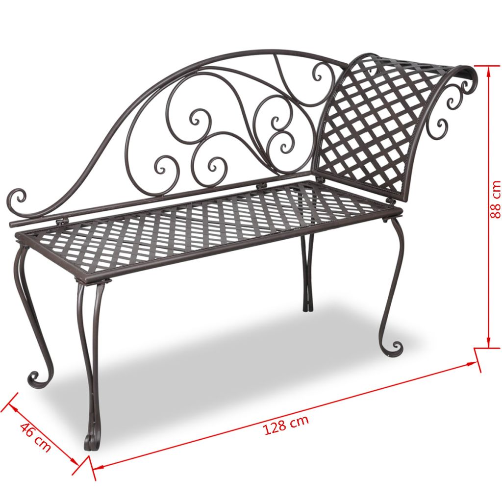 Vidaxl Chaise Longue De Jardin 128 Cm Acier Antique Marron