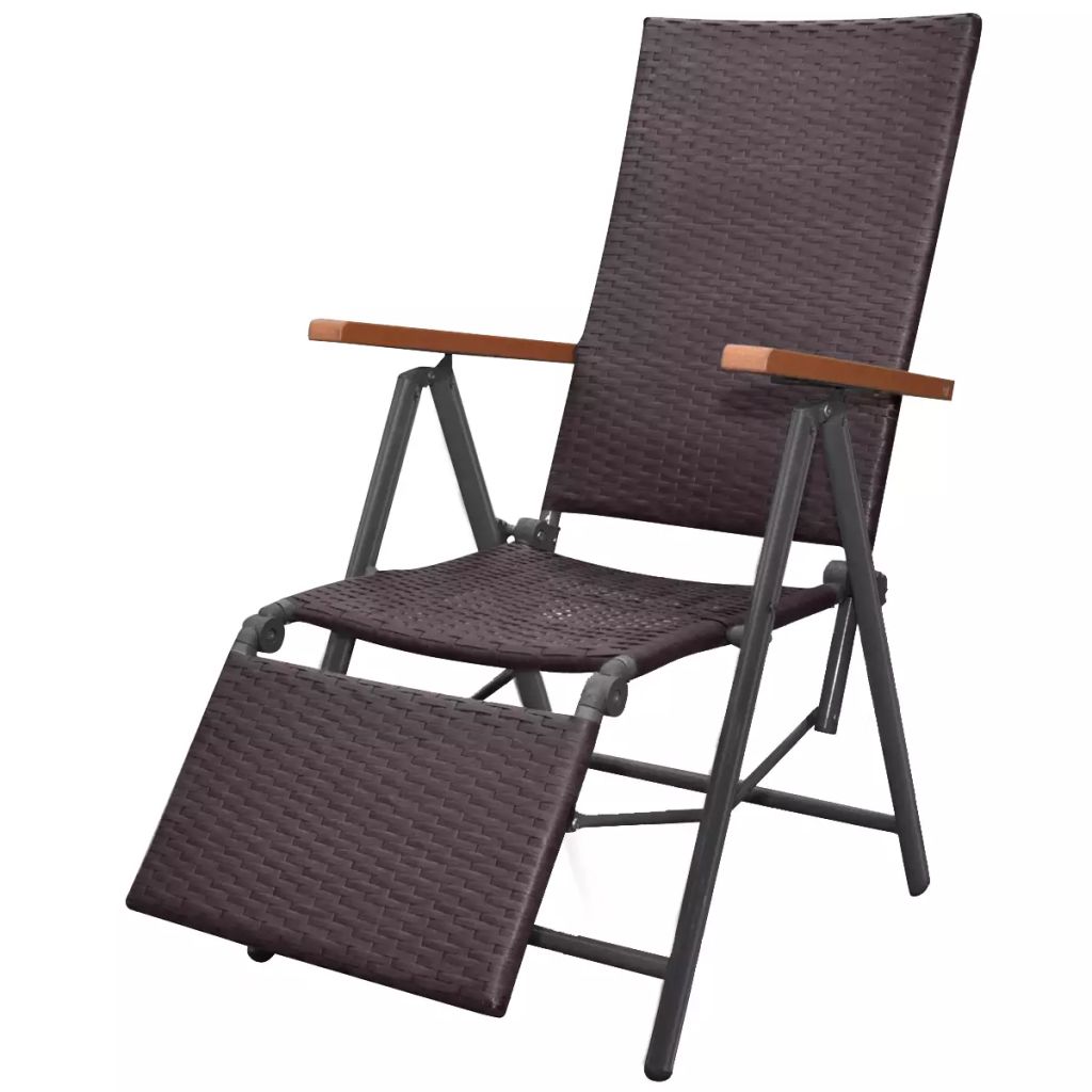 Vidaxl Chaise Longue Inclinable Resine Tressee Marron 55 X 68 X 107 Cm