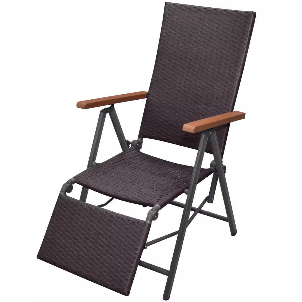 Vidaxl Chaise Longue Inclinable Resine Tressee Marron 55 X 68 X 107 Cm