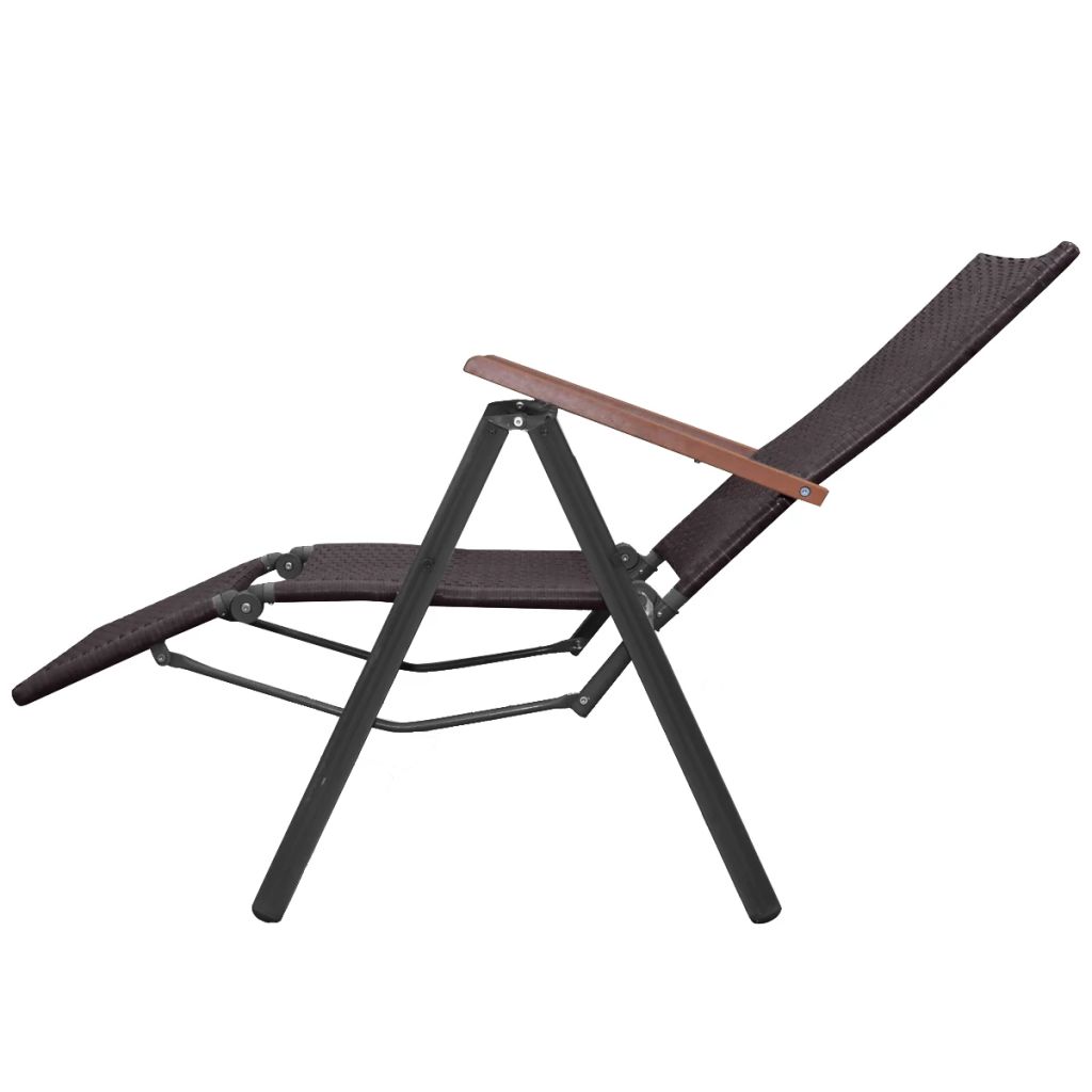 Vidaxl Chaise Longue Inclinable Resine Tressee Marron 55 X 68 X 107 Cm
