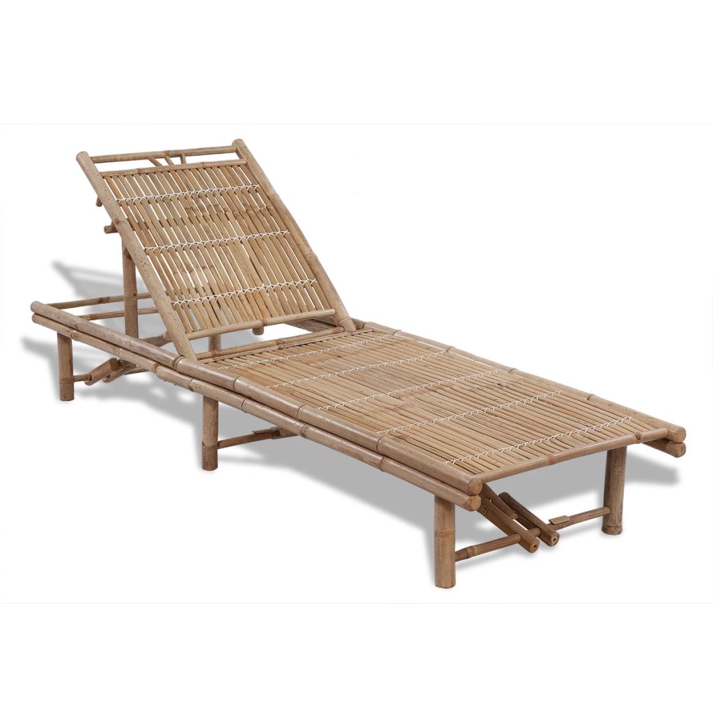 Chaise Longue En Bambou Naturel 200 X 65 Cm