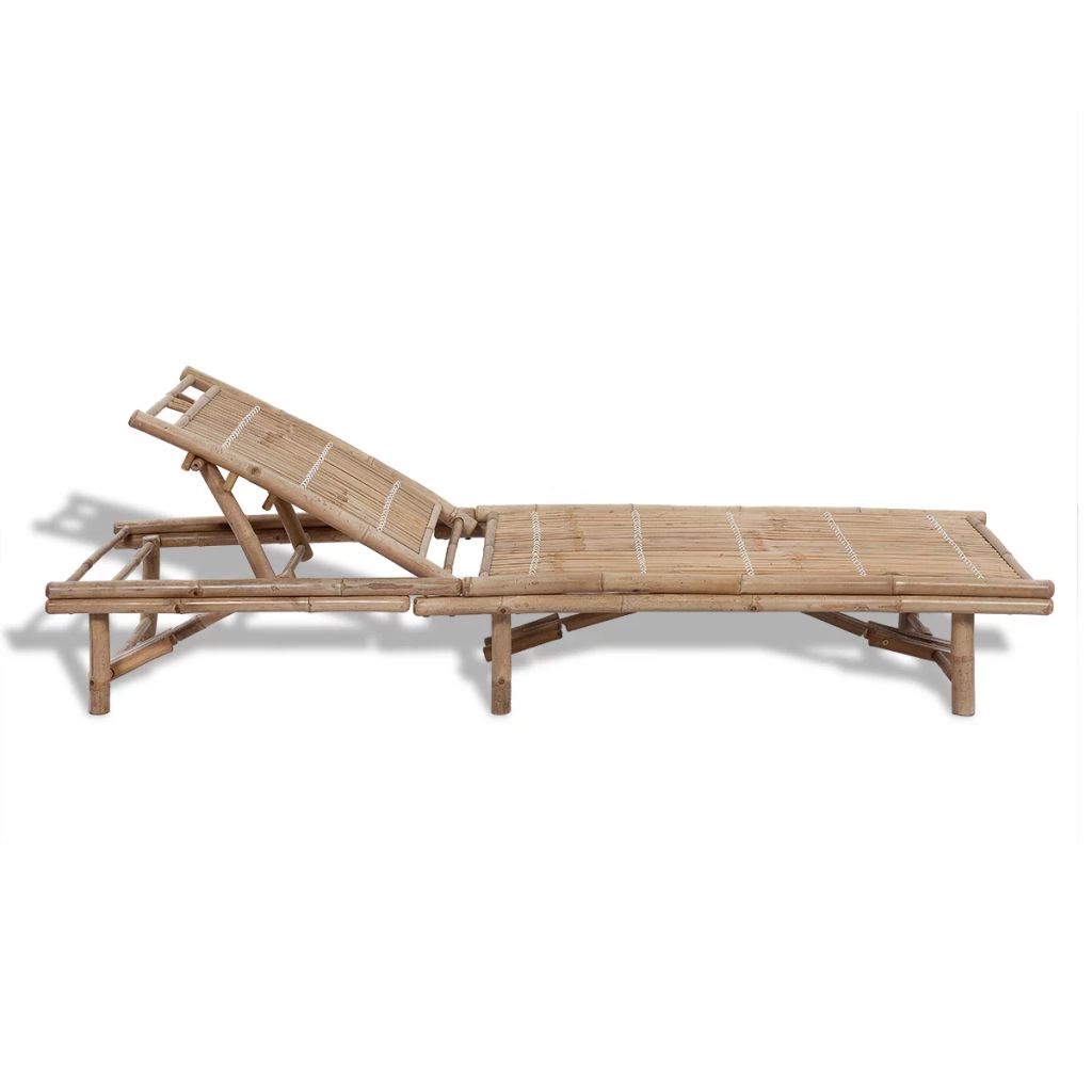 Chaise Longue En Bambou Naturel 200 X 65 Cm