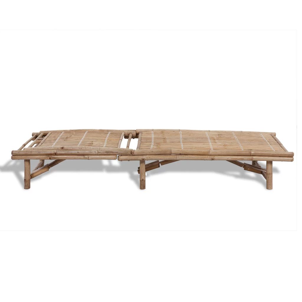Chaise Longue En Bambou Naturel 200 X 65 Cm