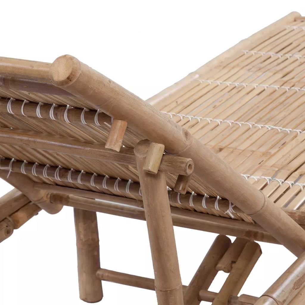 Chaise Longue En Bambou Naturel 200 X 65 Cm