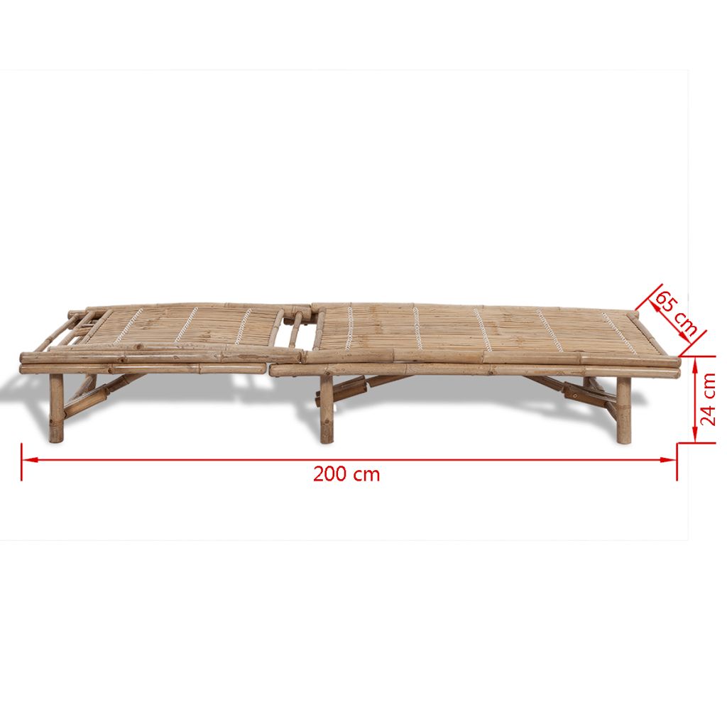 Chaise Longue En Bambou Naturel 200 X 65 Cm