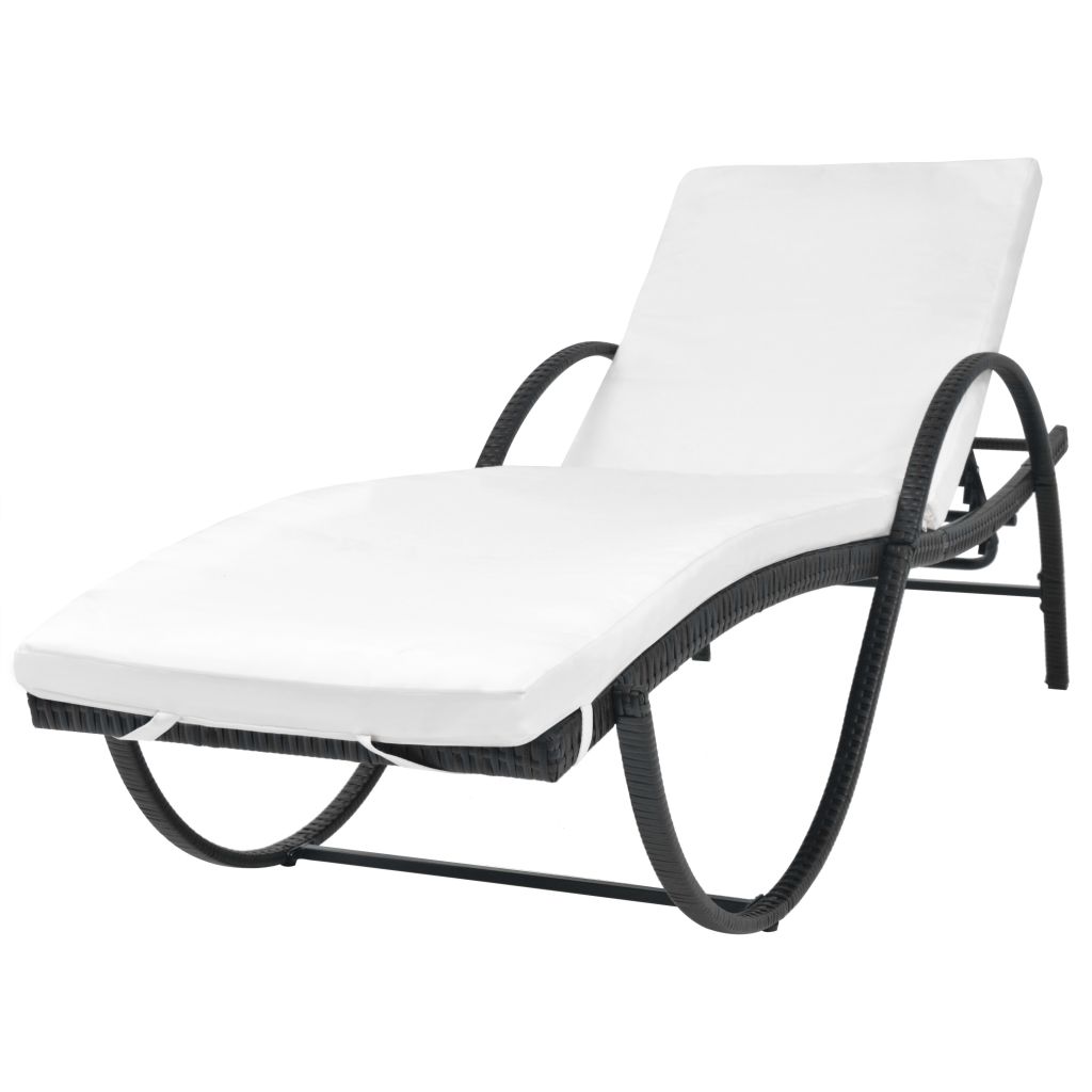 Vidaxl Chaise Longue Avec Coussin Resine Tressee Noir