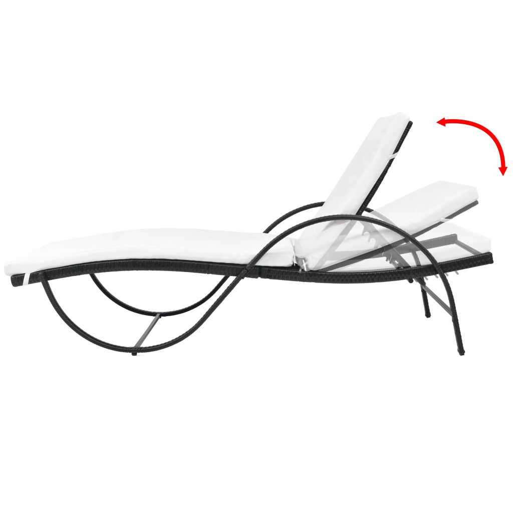 vidaXL Chaise longue Resine tressee Noir