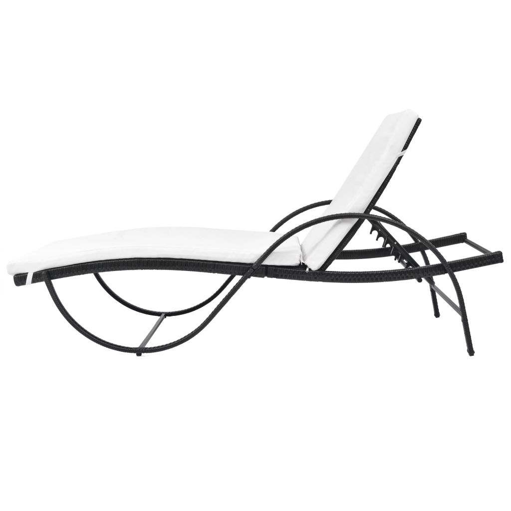 Vidaxl Chaise Longue Avec Coussin Resine Tressee Noir