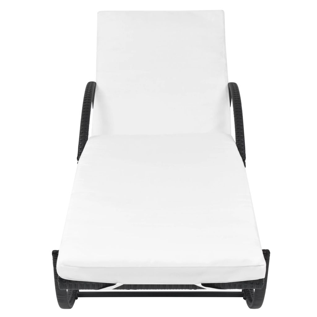 Vidaxl Chaise Longue Avec Coussin Resine Tressee Noir