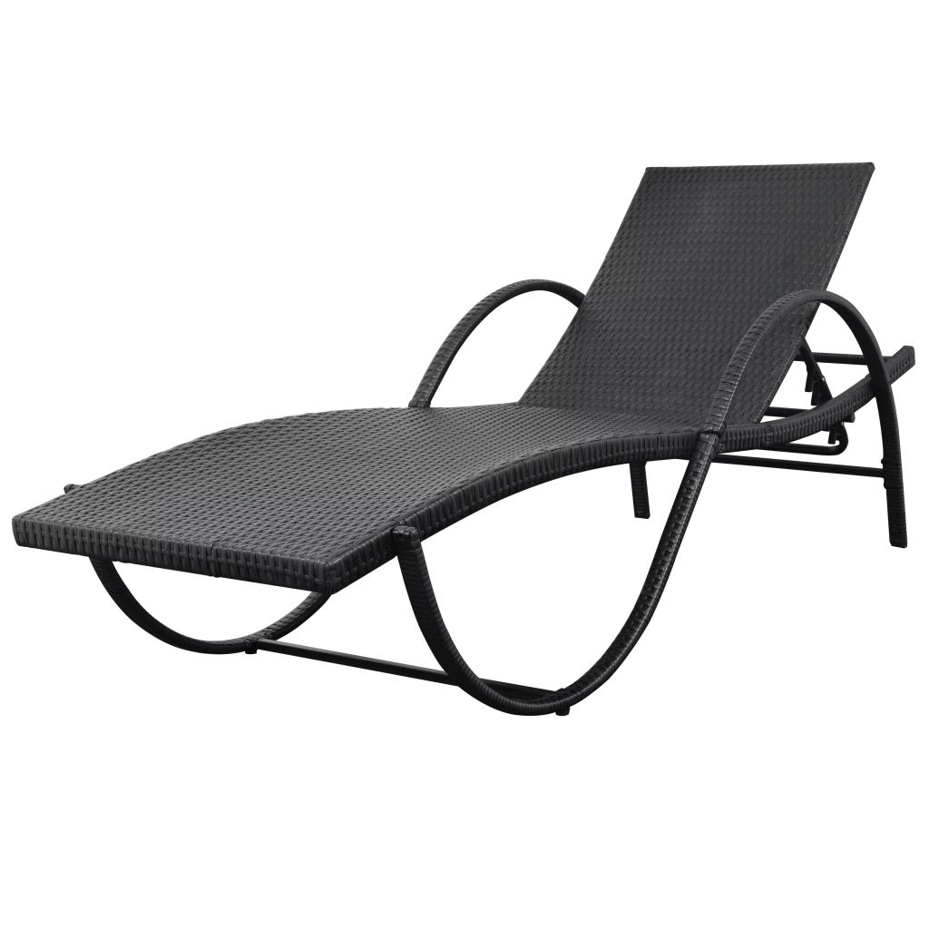 Vidaxl Chaise Longue Avec Coussin Resine Tressee Noir