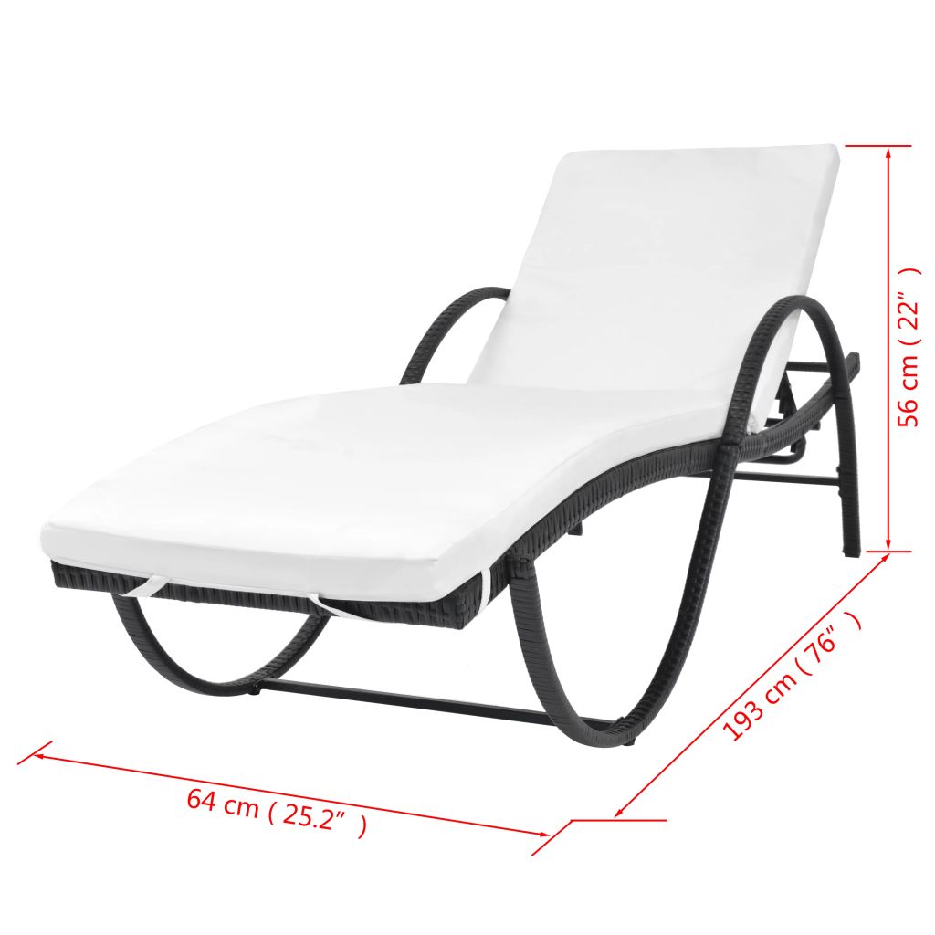 Vidaxl Chaise Longue Avec Coussin Resine Tressee Noir