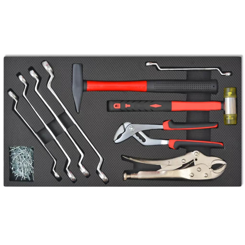 Vidaxl Chariot A Outils Pour Atelier Avec 1125 Outils Acier Rouge