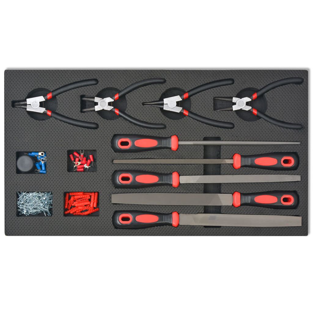 Vidaxl Chariot A Outils Pour Atelier Avec 1125 Outils Acier Rouge