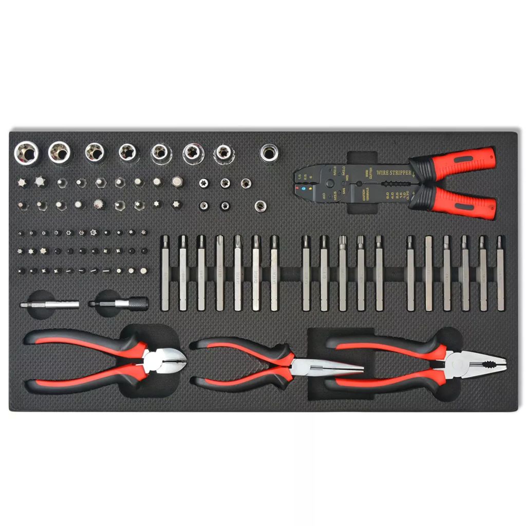 Vidaxl Chariot A Outils Pour Atelier Avec 1125 Outils Acier Rouge