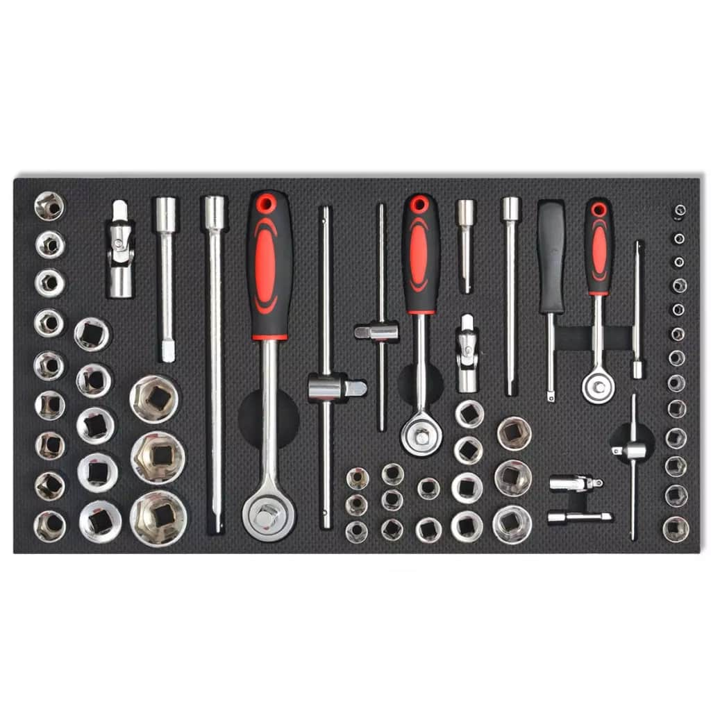 Vidaxl Chariot A Outils Pour Atelier Avec 1125 Outils Acier Rouge