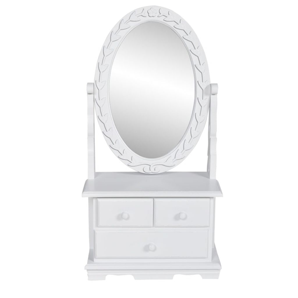 Vidaxl Coiffeuse Avec Miroir Pivotant Ovale Mdf