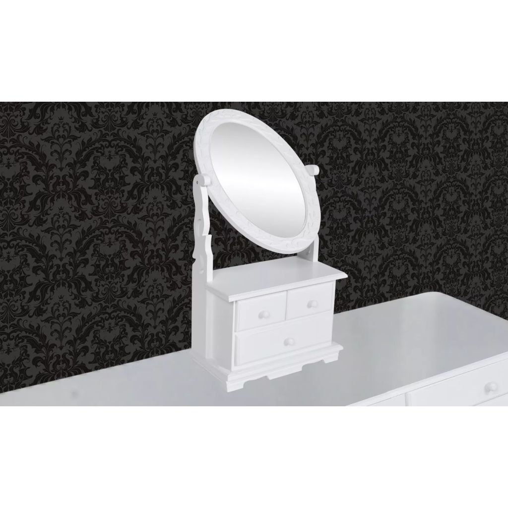 Vidaxl Coiffeuse Avec Miroir Pivotant Ovale Mdf