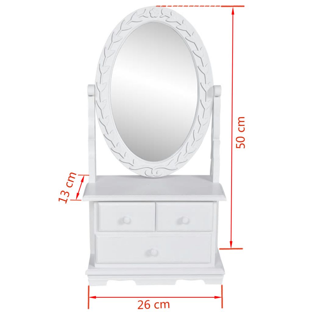 Vidaxl Coiffeuse Avec Miroir Pivotant Ovale Mdf