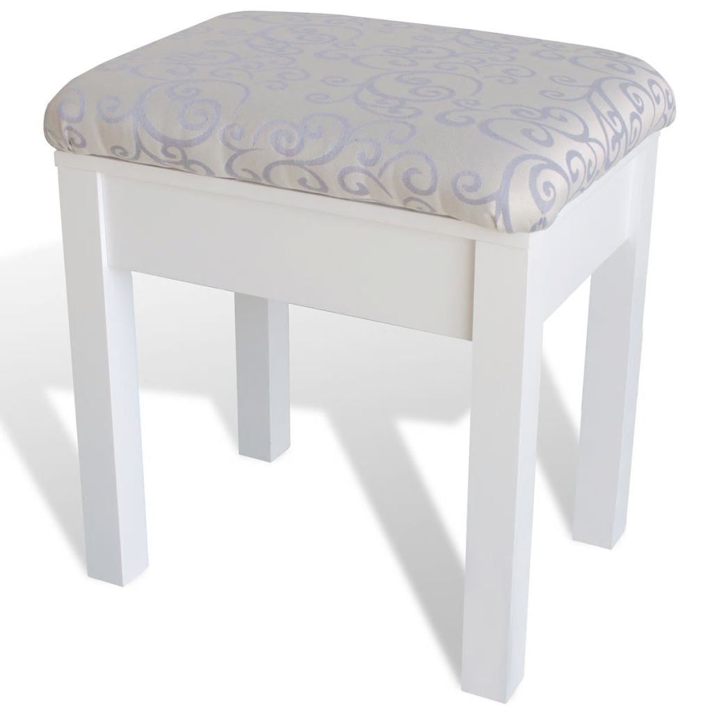 Vidaxl Coiffeuse Avec Tabouret Et 1 Miroir Rabattable Blanc