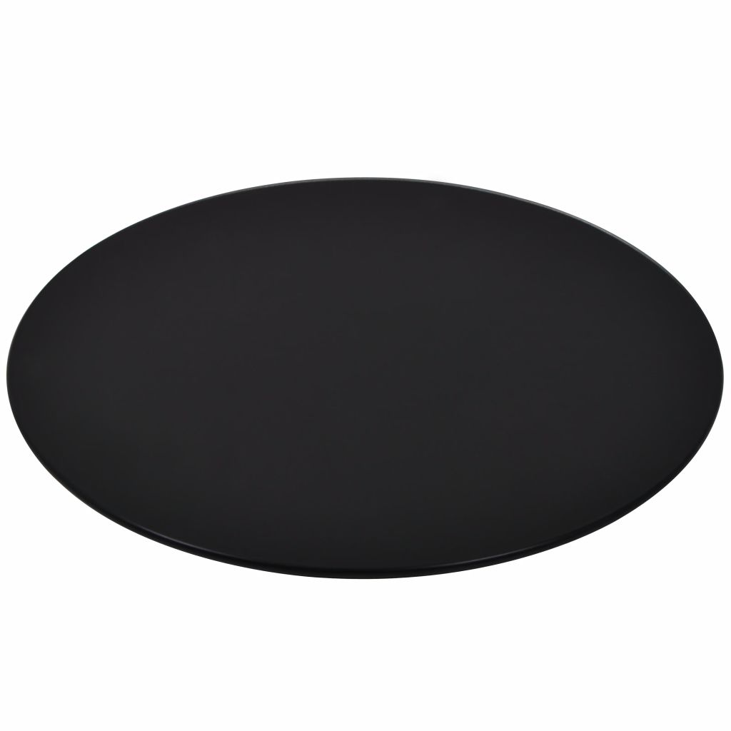Dessus De Table Rond Vidaxl Verre Trempe 600 Mm De Diametre Noir