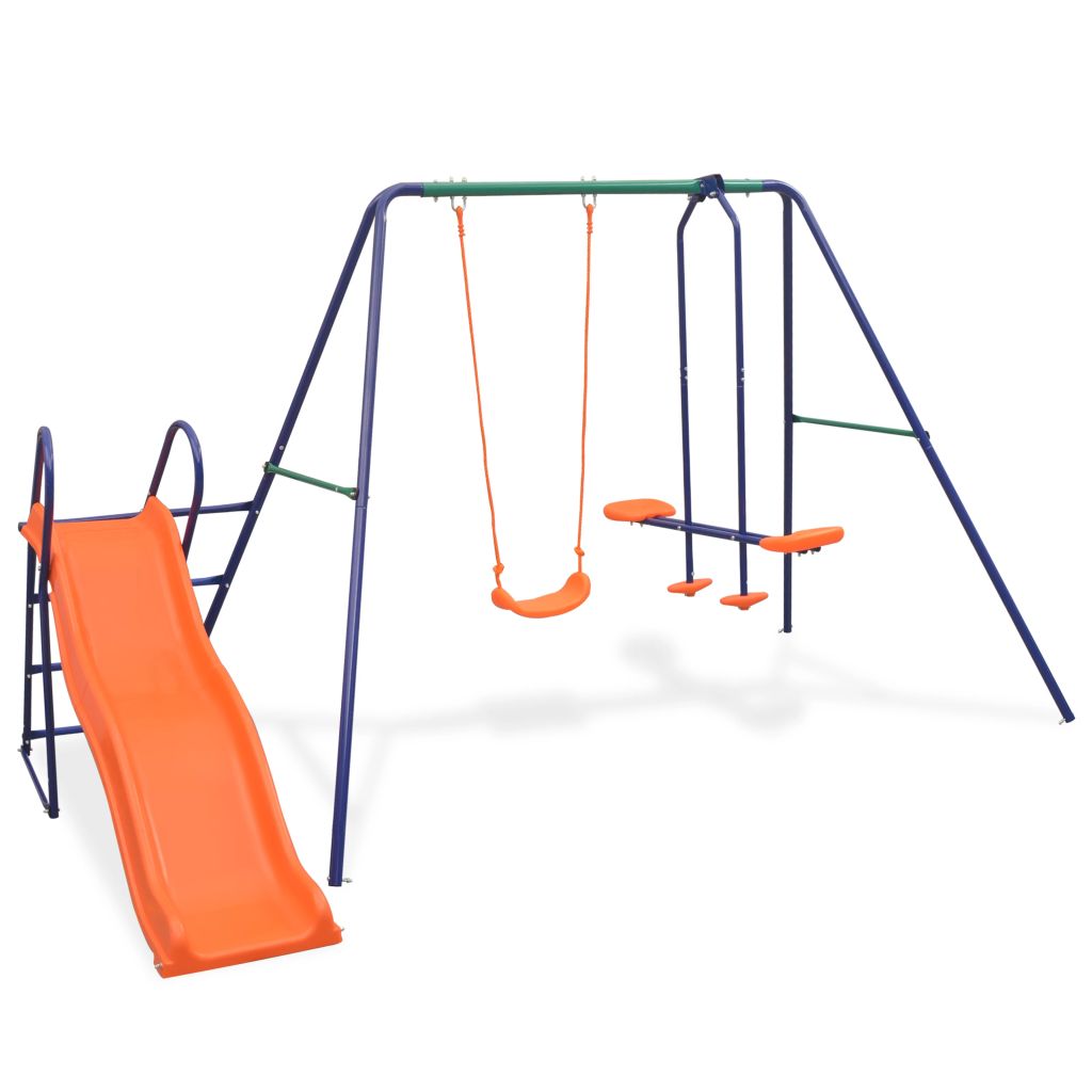 Ensemble De Balancoire Vidaxl 91359 3 Sieges Toboggan 183 Cm Acier Et Plastique