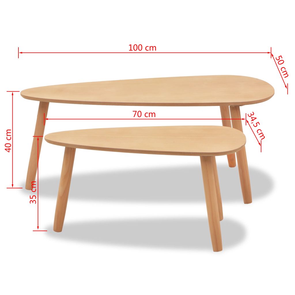 Tables Basses En Bois De Pin Massif Vidaxl Style Scandinave Marron 244733