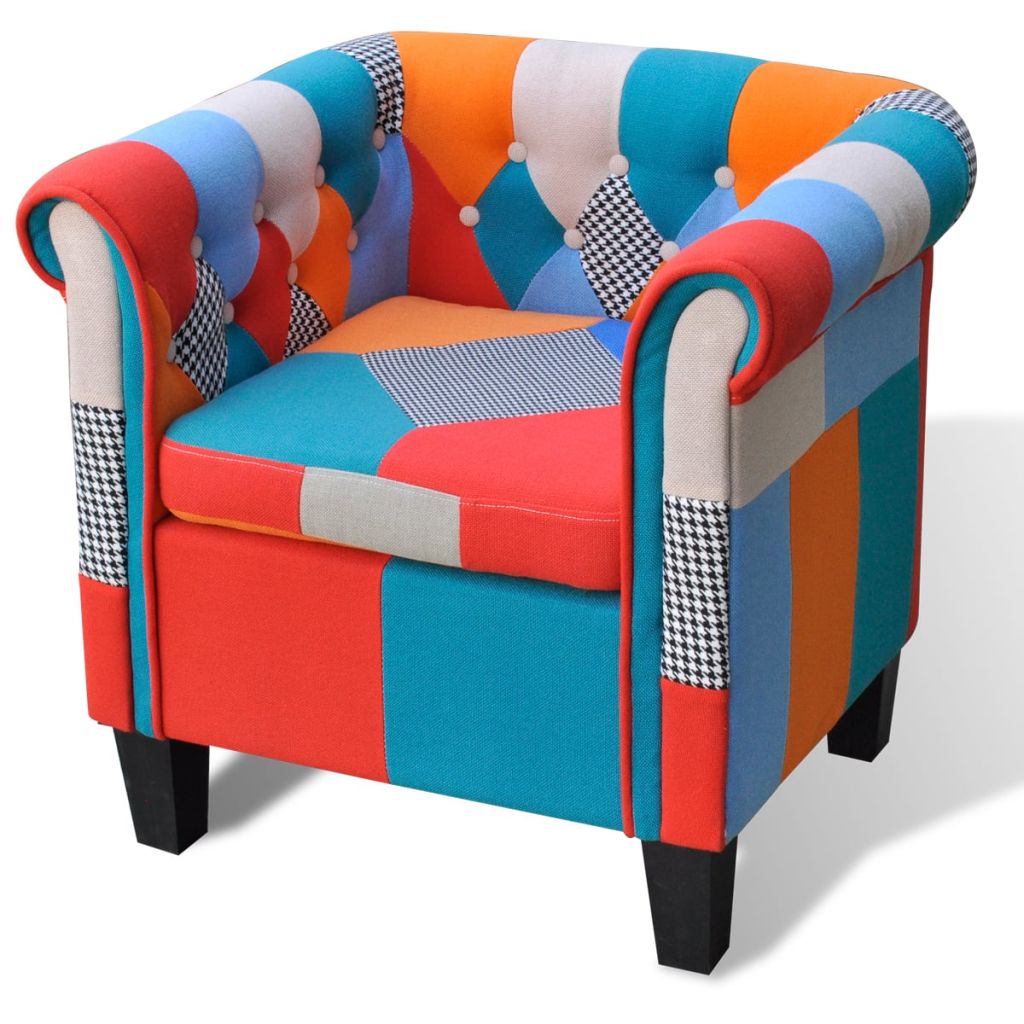 Vidaxl Fauteuil Avec Design De Patchwork Tissu Siege Meuble Salon Chambre 241027