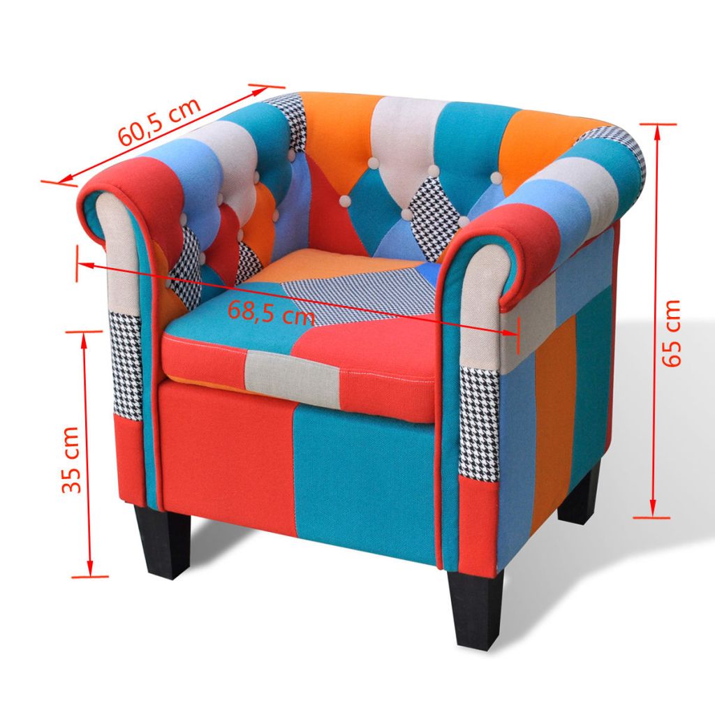 Vidaxl Fauteuil Avec Design De Patchwork Tissu Siege Meuble Salon Chambre 241027