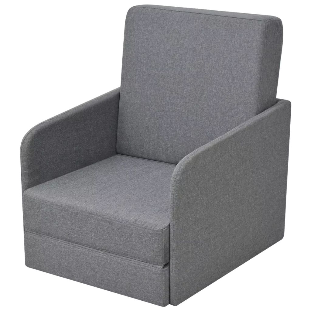 Fauteuil Convertible Vidaxl Gris Clair Tissu 1 Place Contemporain Design