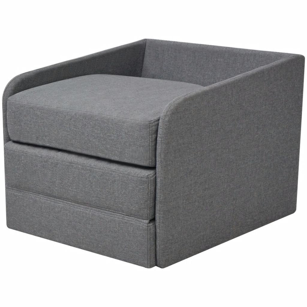 Fauteuil Convertible Vidaxl Gris Clair Tissu 1 Place Contemporain Design