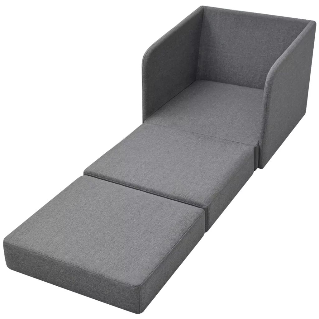 Fauteuil Convertible Vidaxl Gris Clair Tissu 1 Place Contemporain Design