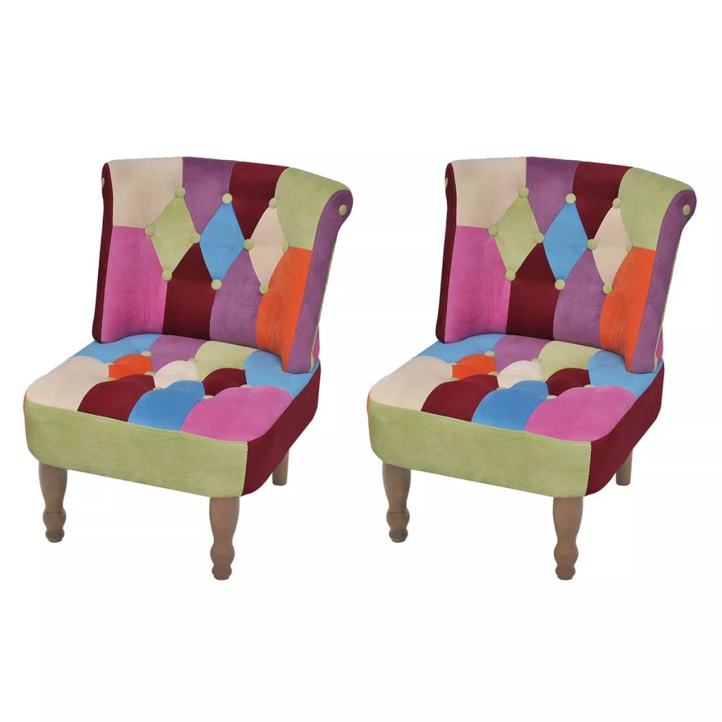 Vidaxl Chaises En Style Francais 2 Pcs Avec Design De Patchwork Tissu