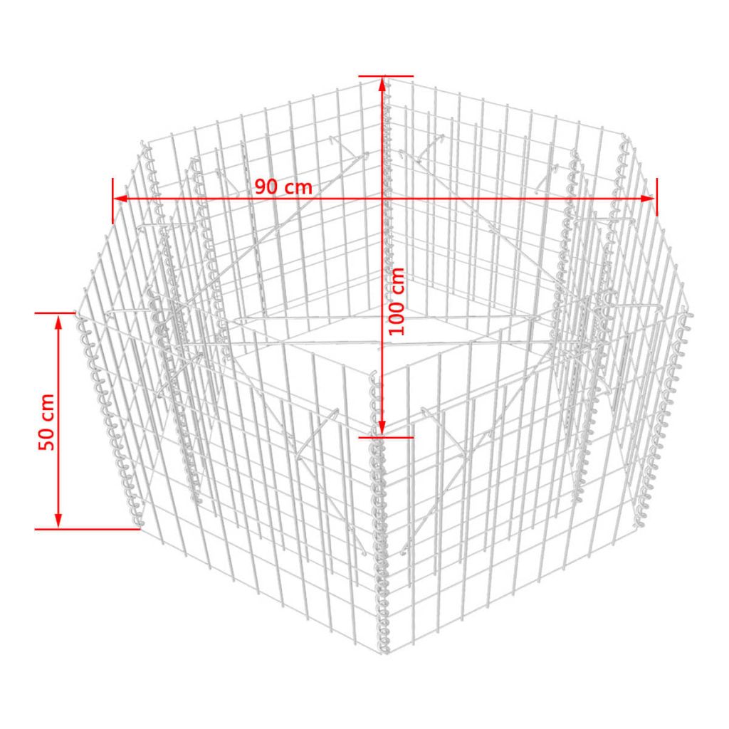 Vidaxl Lit Sureleve A Gabion Hexagonale 100 X 90 X 50 Cm