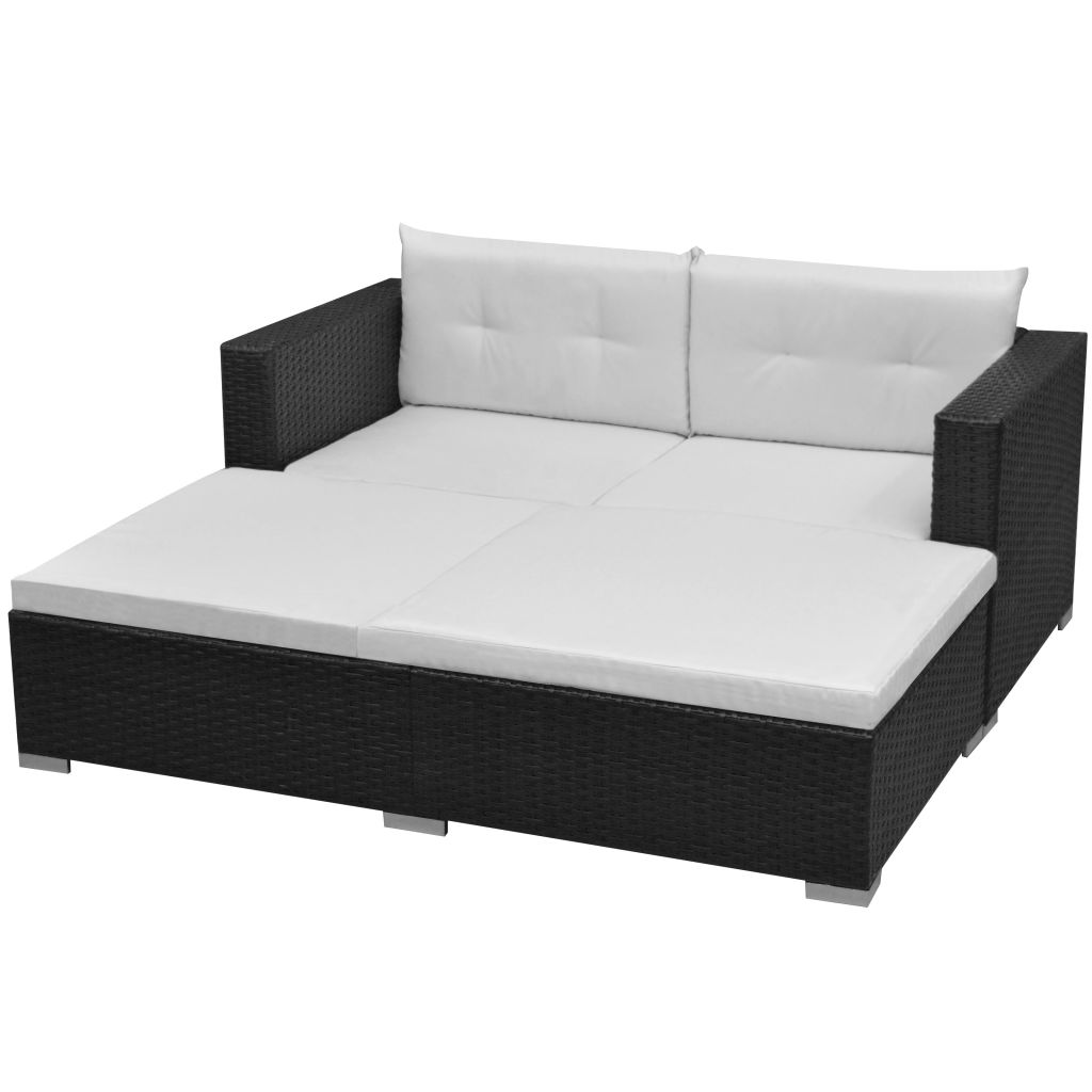 Salon De Jardin - Vidaxl - 3 Pcs - Resine Tressee - Noir - Resistant Aux Intemperies