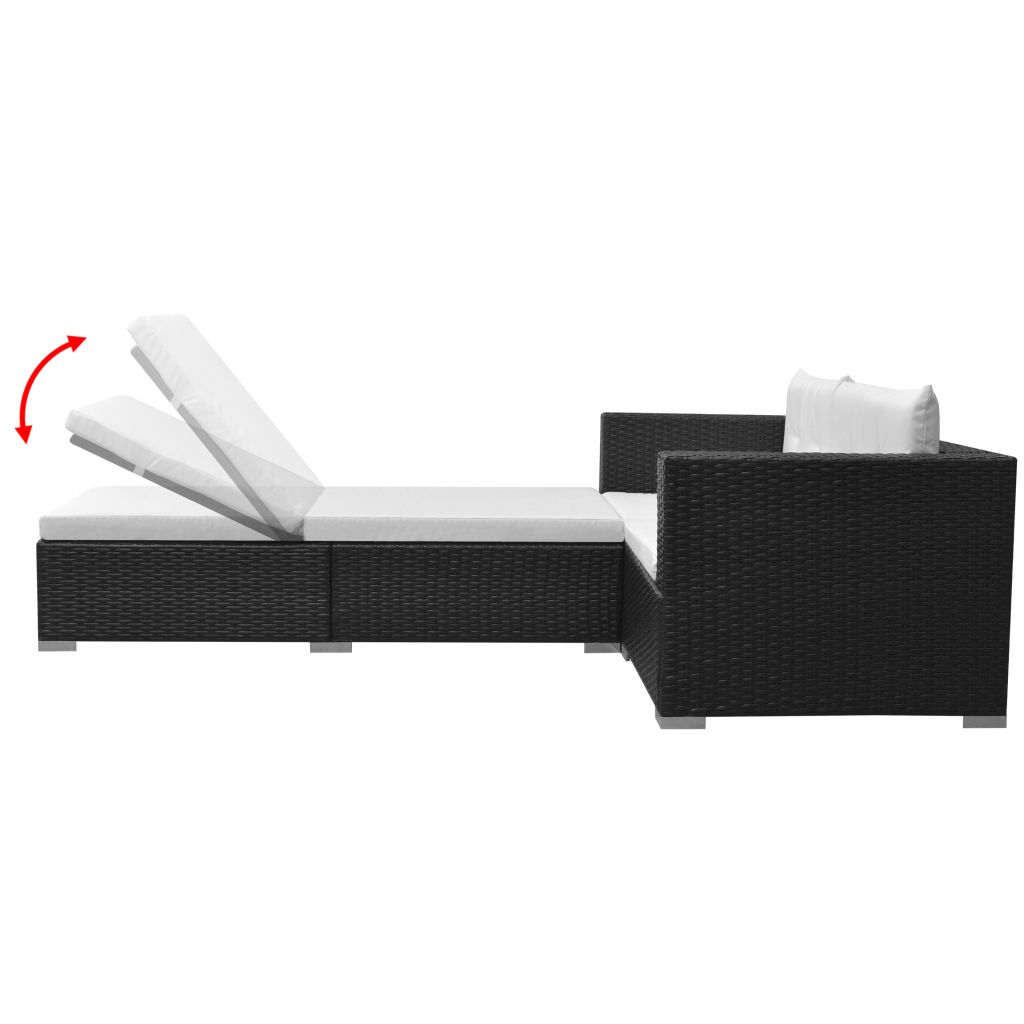 Salon De Jardin - Vidaxl - 3 Pcs - Resine Tressee - Noir - Resistant Aux Intemperies