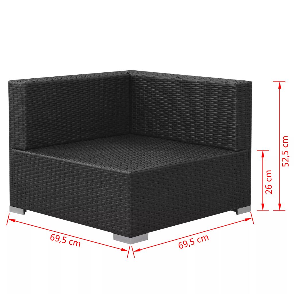 Salon De Jardin - Vidaxl - 3 Pcs - Resine Tressee - Noir - Resistant Aux Intemperies