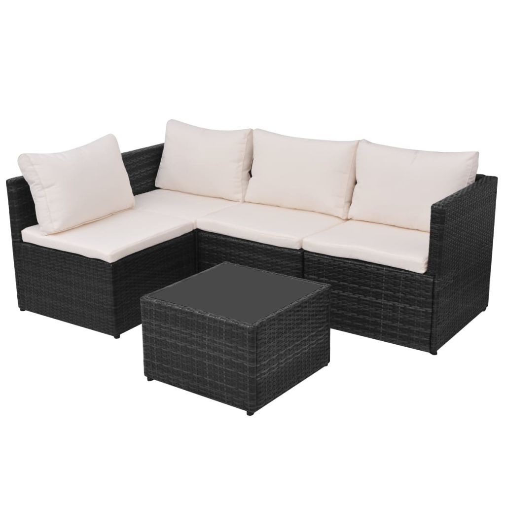 Salon De Jardin En Resine Tressee Vidaxl Noir 5 Personnes Contemporain