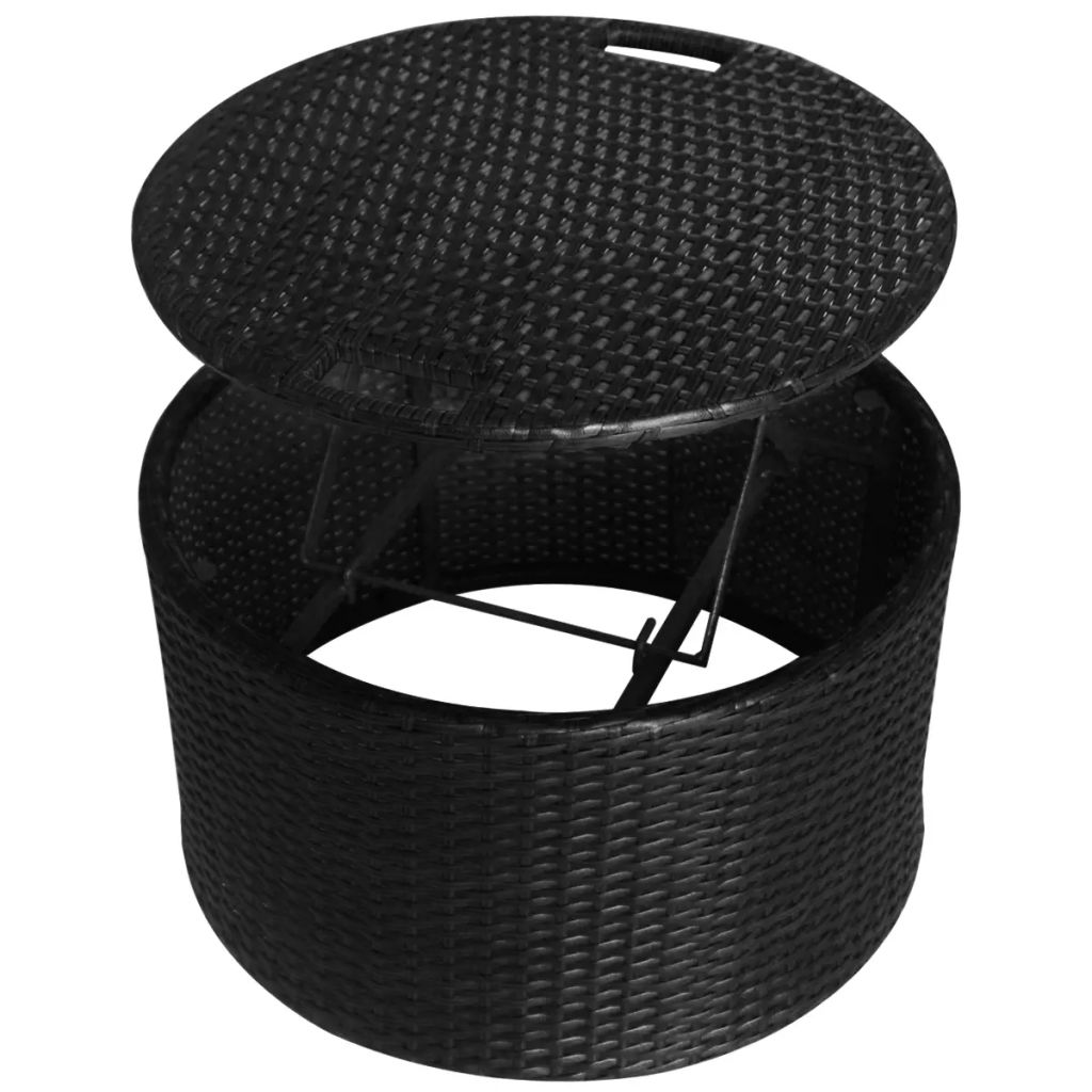 Vidaxl Jeu De Chaise Longue 11 Pcs Rond Noir Resine Tressee