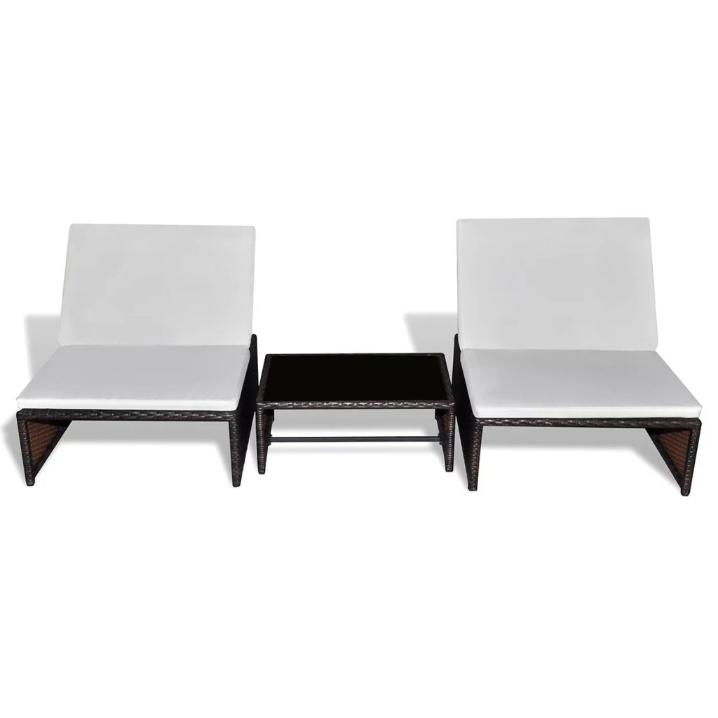 vidaXL Jeu de chaise longue 5 pcs Resine tressee Marron