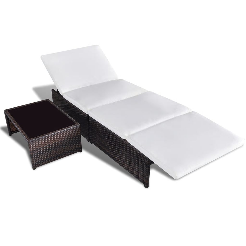 Vidaxl Lot De 2 Chaises Longues Avec Table Bain De Soleil Transat De Terrasse Siege De Jardin Patio Exterieur Resine 43068