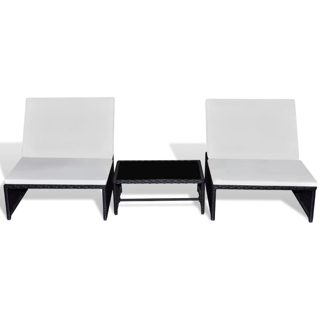 vidaXL Jeu de chaise longue 5 pcs Resine tressee Noir