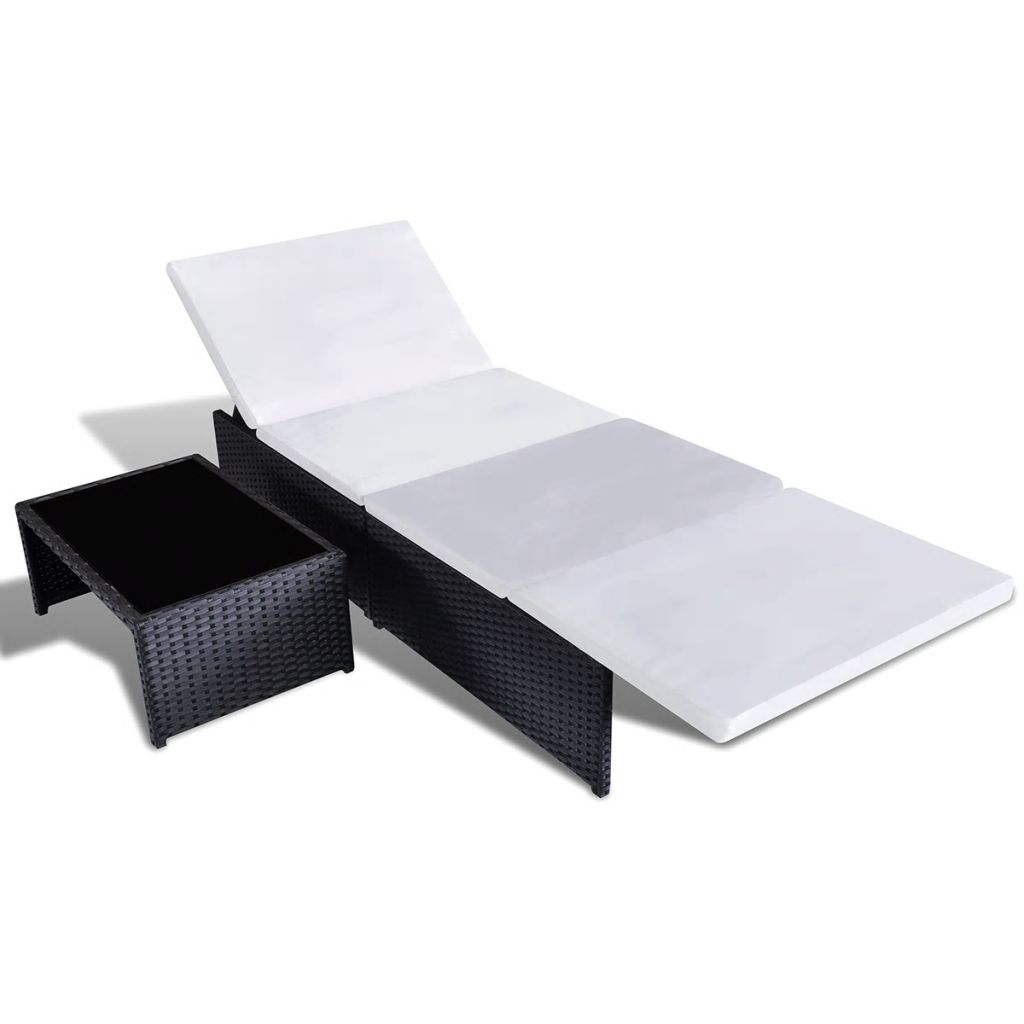 Ensemble De Salon De Jardin - Vidaxl - 43069 - 2 Chaises Inclinables - Table Basse - Resine Tressee Noire