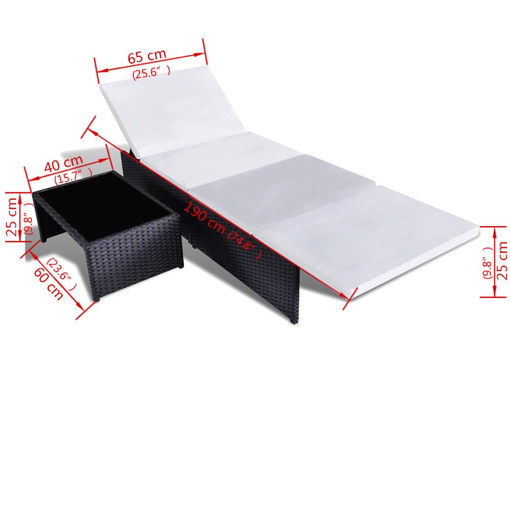 Ensemble De Salon De Jardin - Vidaxl - 43069 - 2 Chaises Inclinables - Table Basse - Resine Tressee Noire