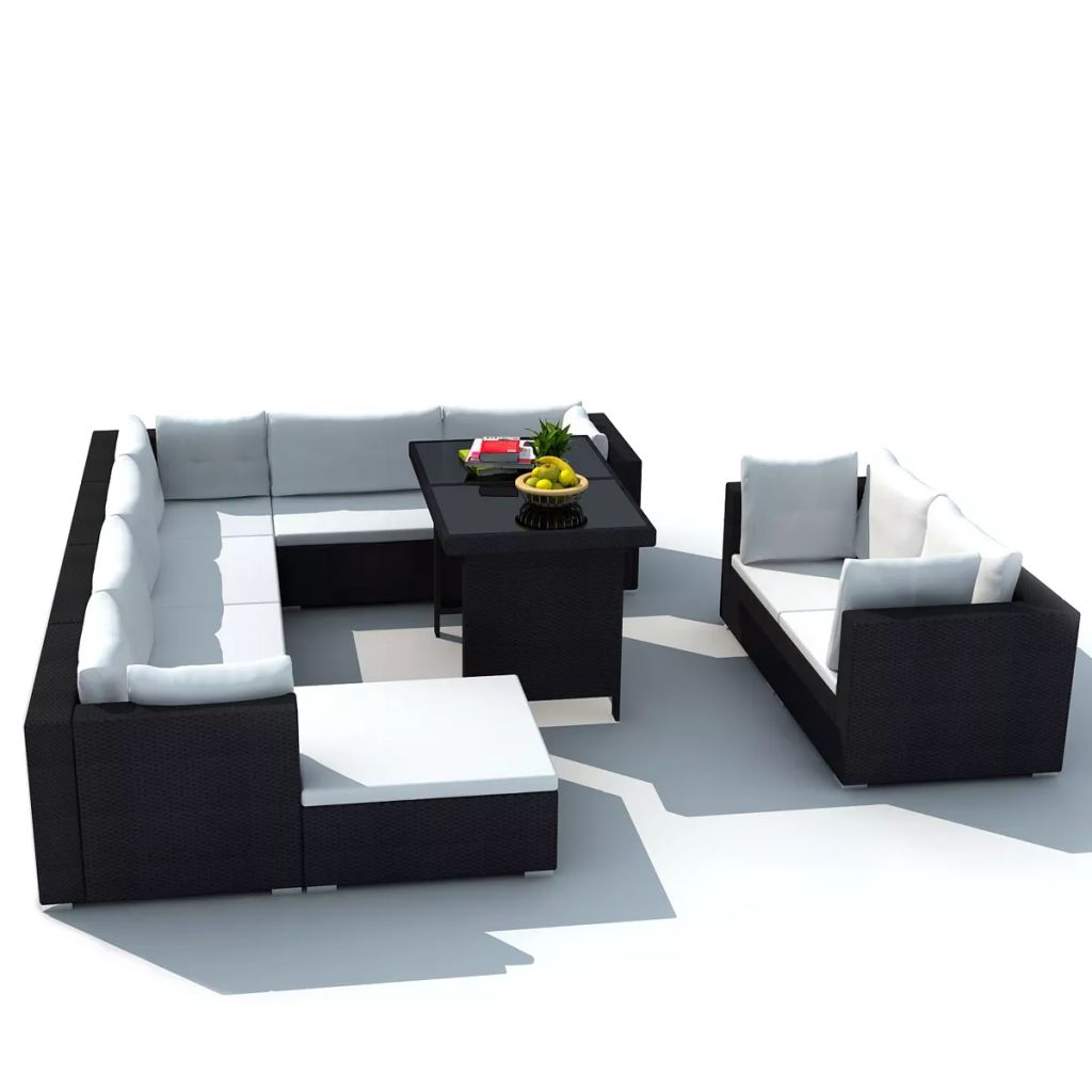 Vidaxl Salon De Jardin 10 Pcs Avec Coussins Meubles De Terrasse Mobilier De Jardin Meubles De Patio Mobilier Dexterieur 41878