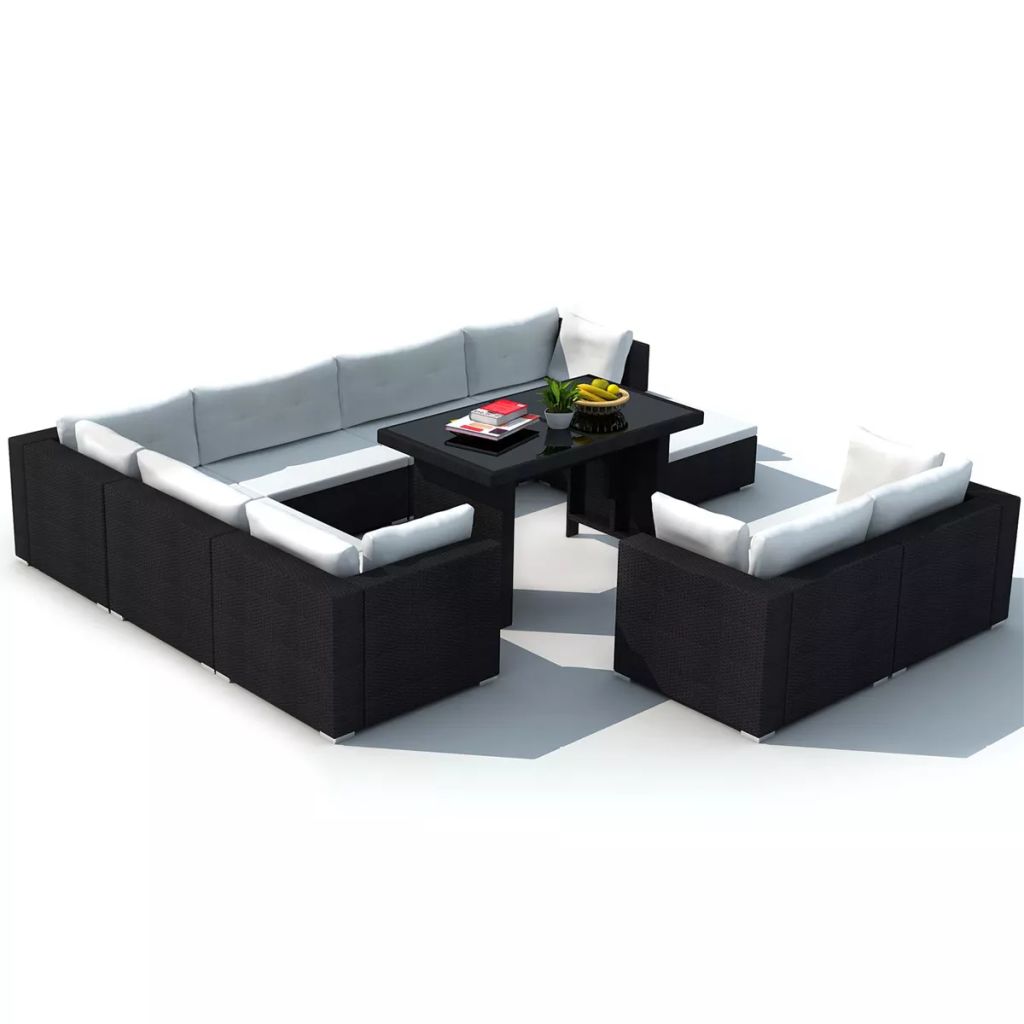 Vidaxl Salon De Jardin 10 Pcs Avec Coussins Meubles De Terrasse Mobilier De Jardin Meubles De Patio Mobilier Dexterieur 41878