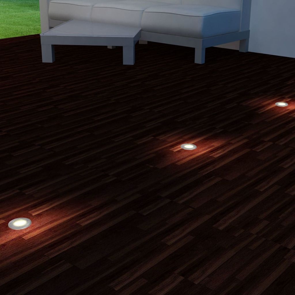 vidaXL Lampe LED encastrable au sol d'exterieur 3 pieces Rond